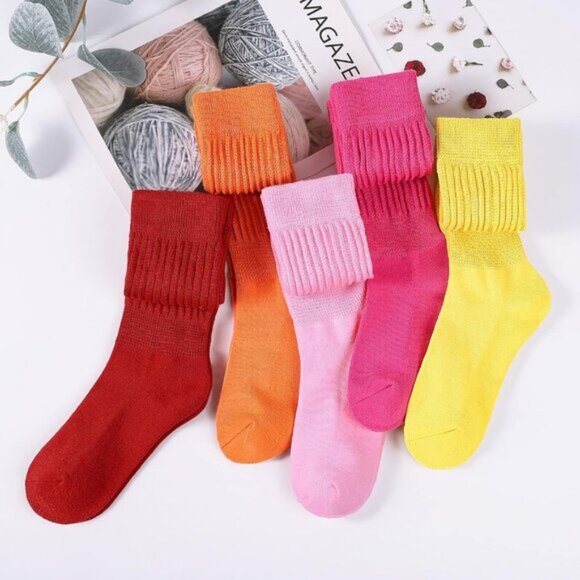 ⚡Women Orange Slouch Socks Scrunch Knee High Slouchy Socks - Picture 7 of 7